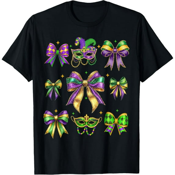 Mardi Gras Coquette Bow Fat Tuesday New Orleans Women T-Shirt tee