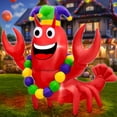 thumbnail image 1 of Mardi Gras Crawfish Boil 6 FEET Tall Inflatable Decoration jester hat parade decorations beads necklace, 1 of 1