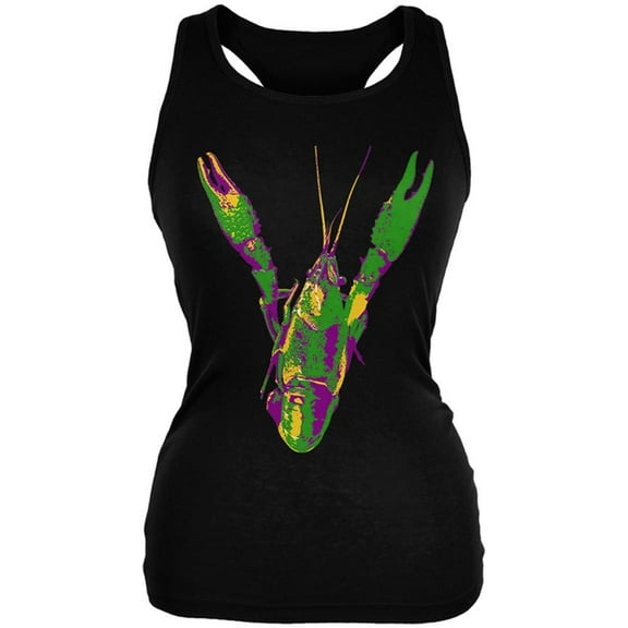 Mardi Gras Crawfish Juniors Soft Tank Top Black SM