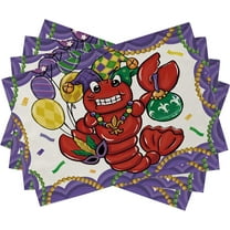 Mardi Gras Crawfish Placemats Set of 4, Balloon Beads Mask New Orleans Carnival Dining Table Place Mats, Masquerade Holiday Party Kitchen Decor Home Decoration 12 x 18 Inch