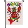 thumbnail image 1 of Mardi Gras Crawfish Small Decorative Garden Flag, Mask Beads Fleur De Lis New Orleans Carnival Yard Lawn Outside Decor, Masquerade Party Burlap Outdoor Home Decoration Double Sided 12 x 18, 1 of 5