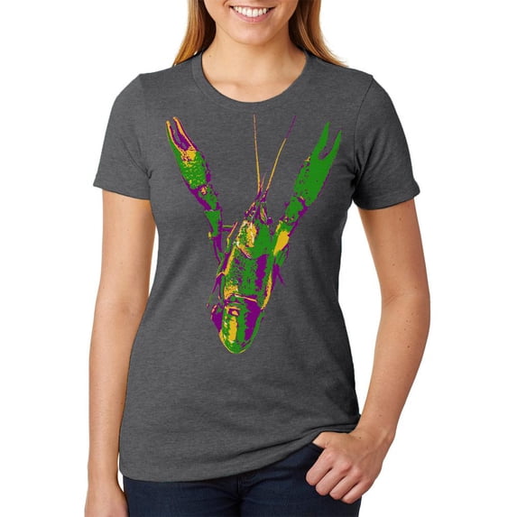 Mardi Gras Crawfish Womens Heather T Shirt Deep Heather MD