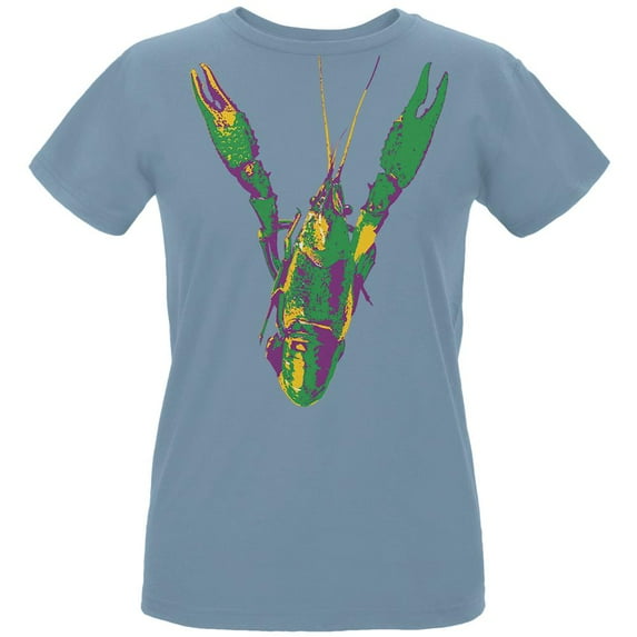 Mardi Gras Crawfish Womens Organic T Shirt Blue SM