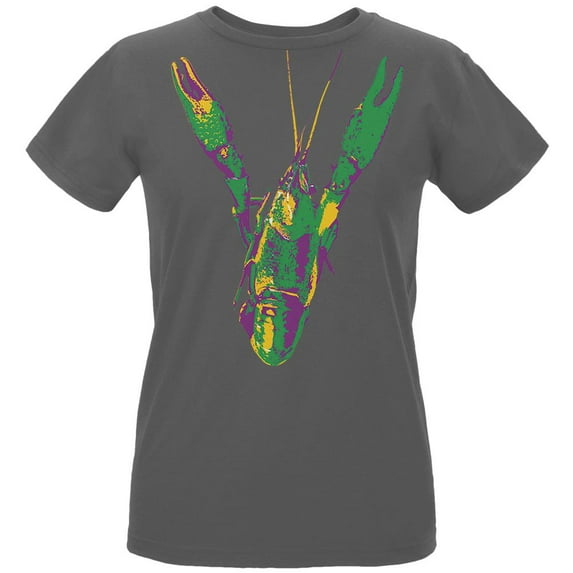 Mardi Gras Crawfish Womens Organic T Shirt Charcoal LG