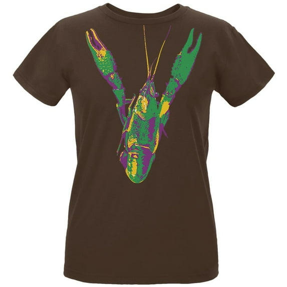 Mardi Gras Crawfish Womens Organic T Shirt Chocolate MD