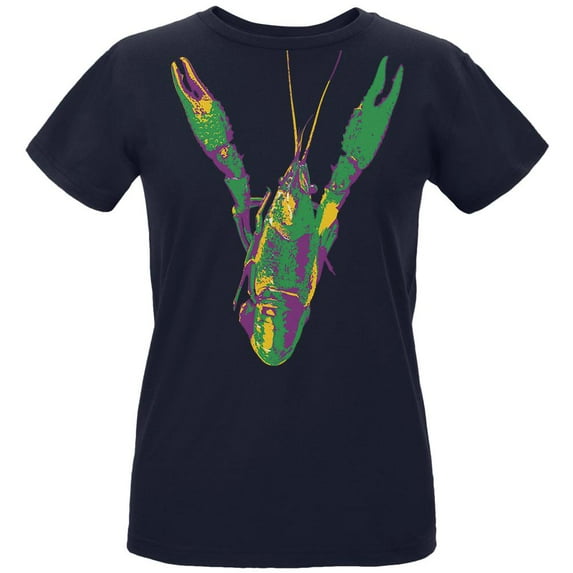 Mardi Gras Crawfish Womens Organic T Shirt Navy SM