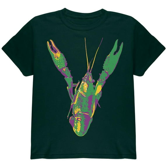 Mardi Gras Crawfish Youth T Shirt Forest Green YSM