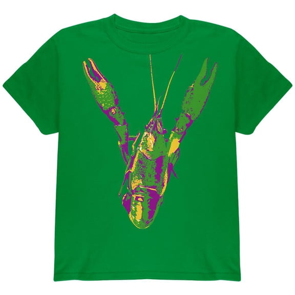 Mardi Gras Crawfish Youth T Shirt Irish Green YXL