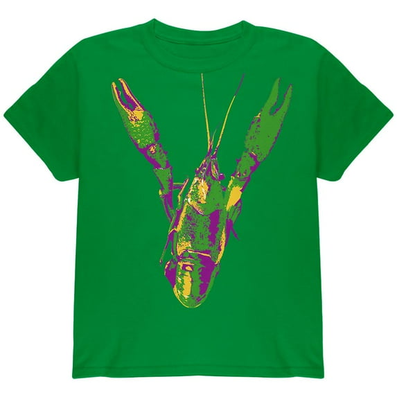 Mardi Gras Crawfish Youth T Shirt Irish Green YXL