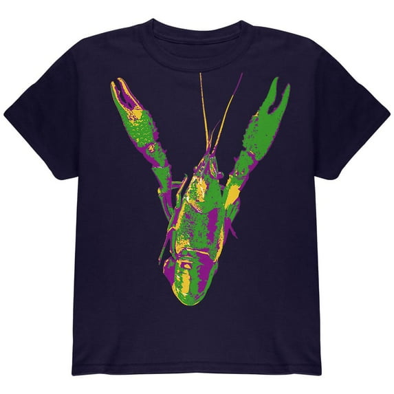 Mardi Gras Crawfish Youth T Shirt Navy YLG