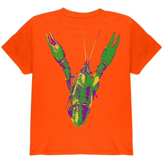 Mardi Gras Crawfish Youth T Shirt Orange YLG