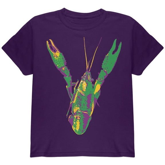 Mardi Gras Crawfish Youth T Shirt Purple YMD