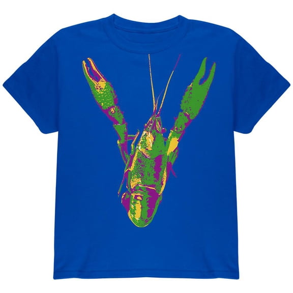 Mardi Gras Crawfish Youth T Shirt Royal YLG