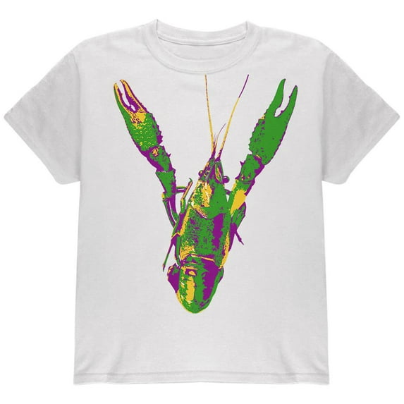 Mardi Gras Crawfish Youth T Shirt White YMD