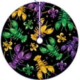 thumbnail image 1 of Mardi Gras Crayfish Christmas Tree Skirt, 48 Inches Lace-up Fleur De Lis Beads New Orleans Carnival Tree Skirt, Celebration Holiday Party Indoor Decoration Home Decor, 1 of 6
