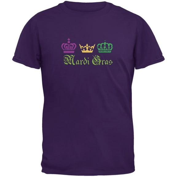 Mardi Gras Crowns Purple Adult T-Shirt - Medium