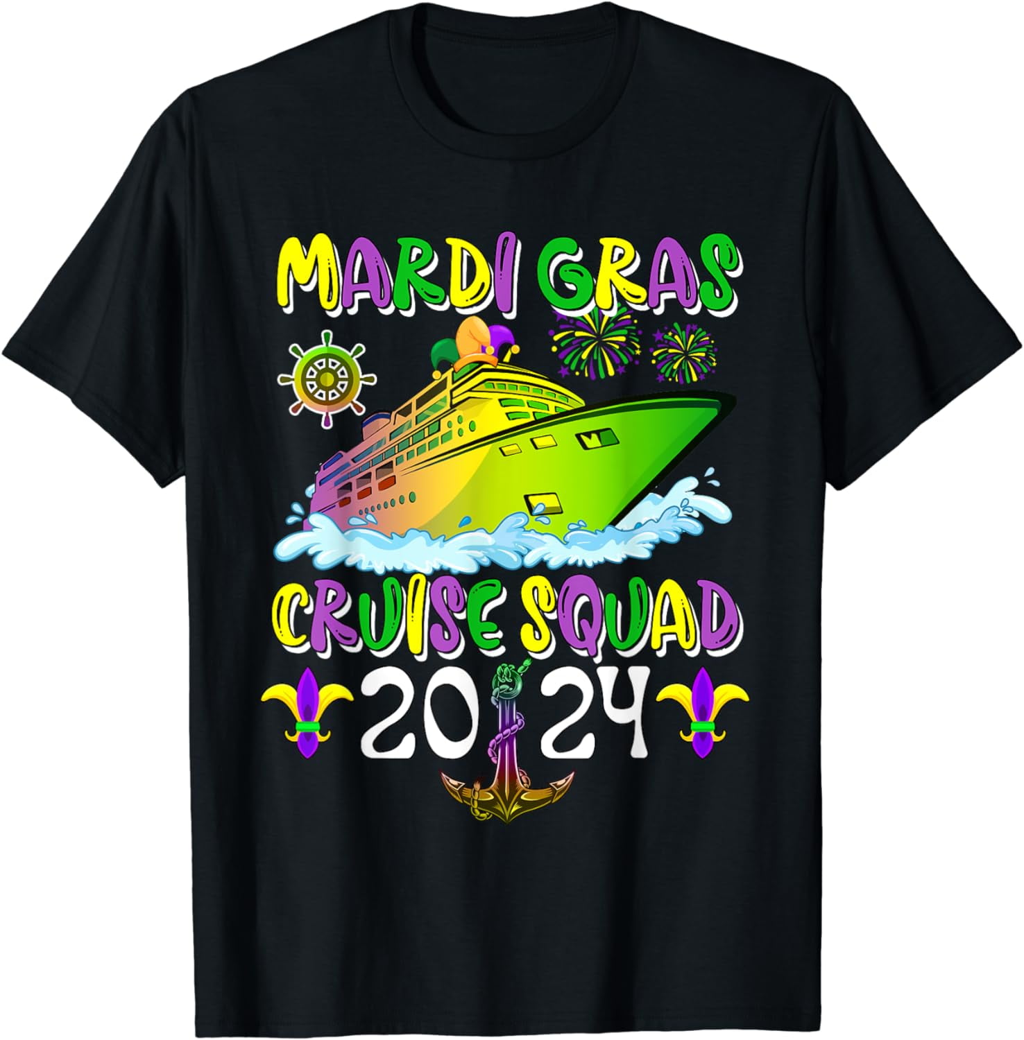 Mardi Gras Cruise Squad 2024 Colorful Cruise Ship Lover T-Shirt ...