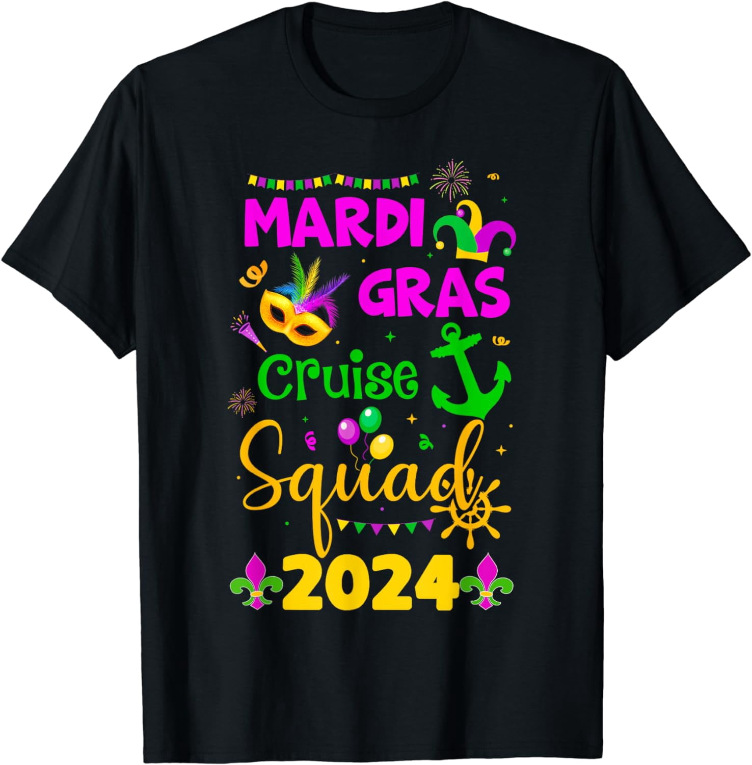 Mardi Gras Cruise Squad 2024 Family Vacation Cruise Ship Cotton T-Shirt ...