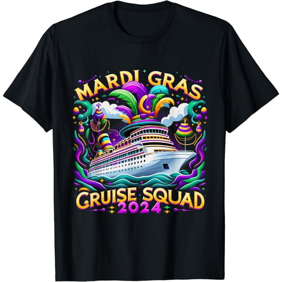 Mardi Gras Cruise Squad 2024 Funny Family Matching Trip T-Shirt