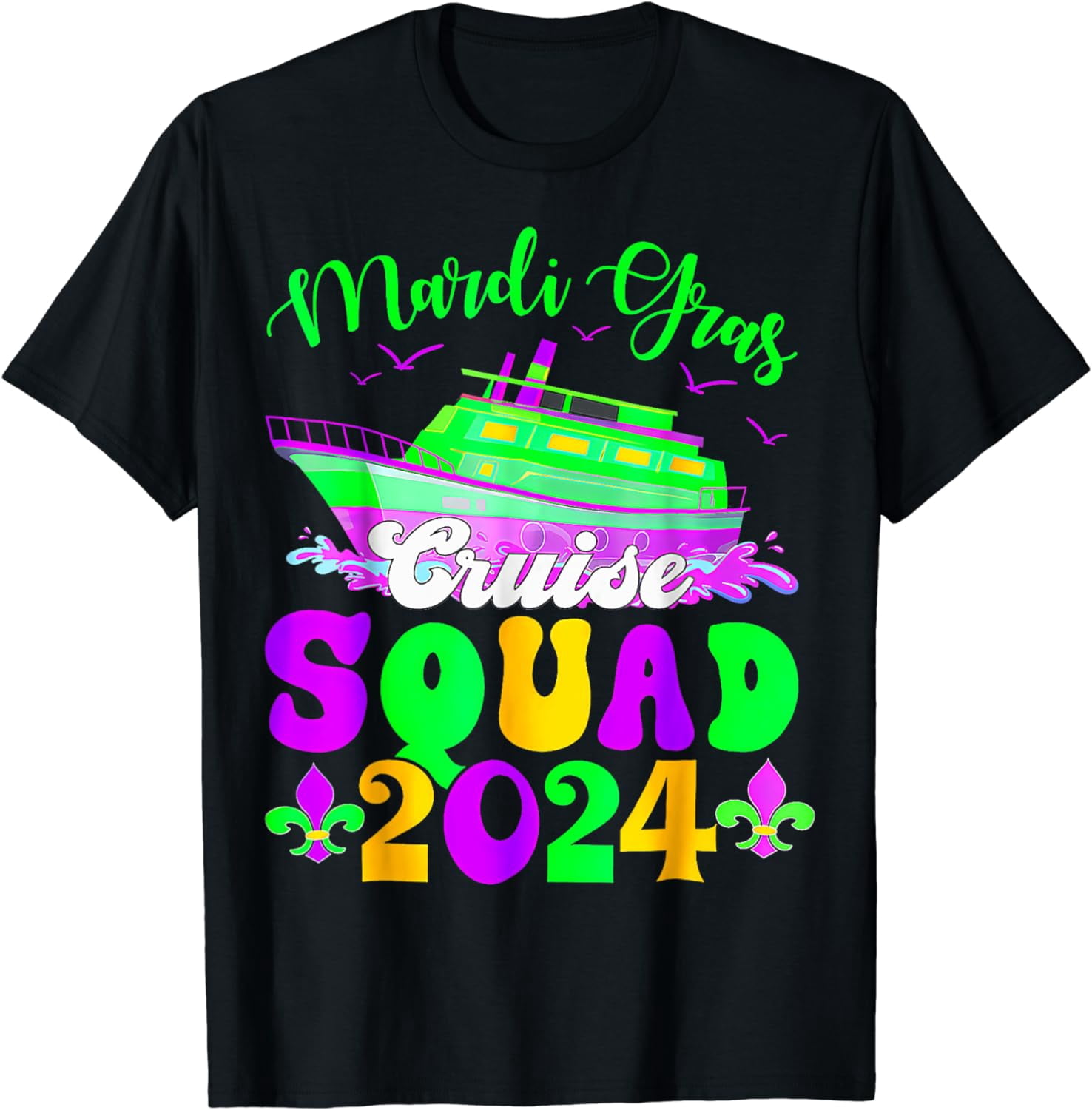 Mardi Gras Cruise Squad 2024 Matching Group Family Vacation Cotton T ...