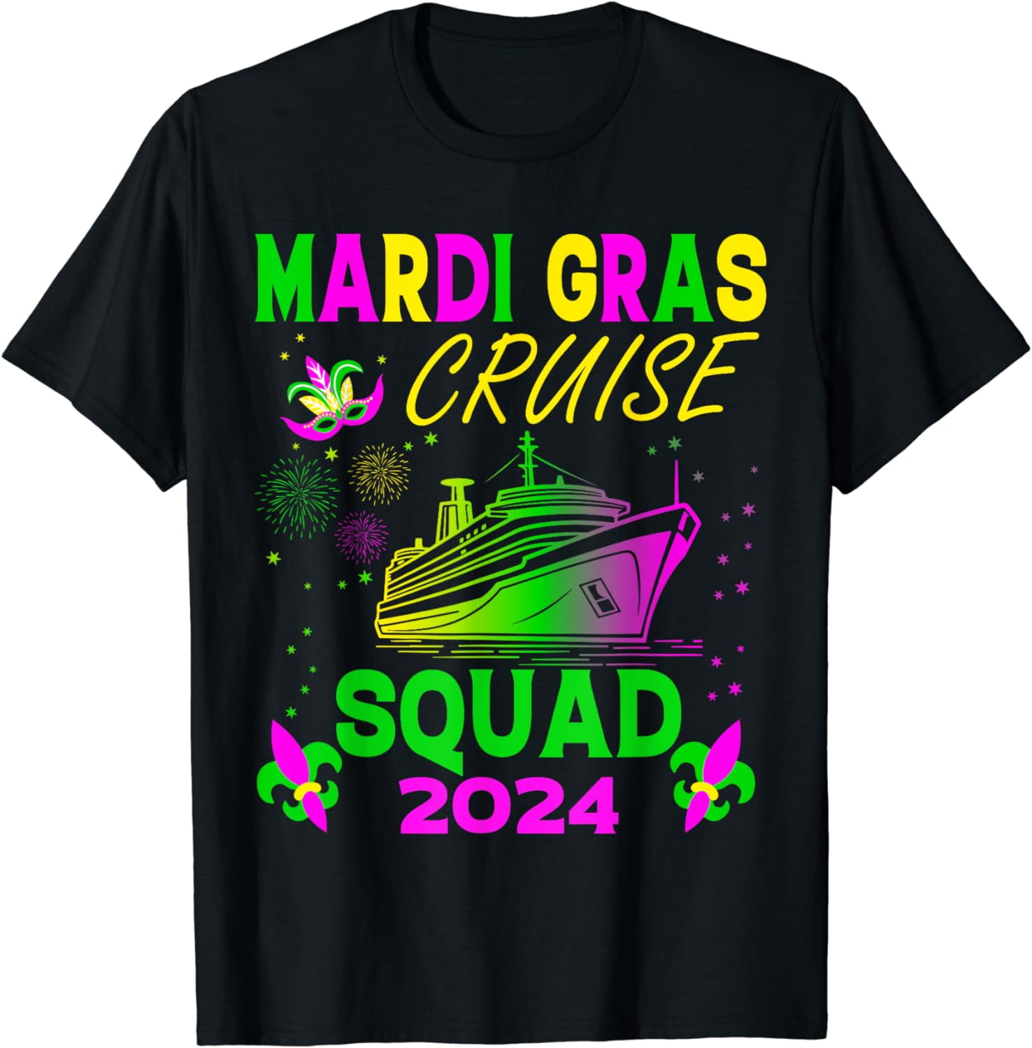Mardi Gras Cruise Squad 2024 Matching Group Family Vacation Cotton T ...