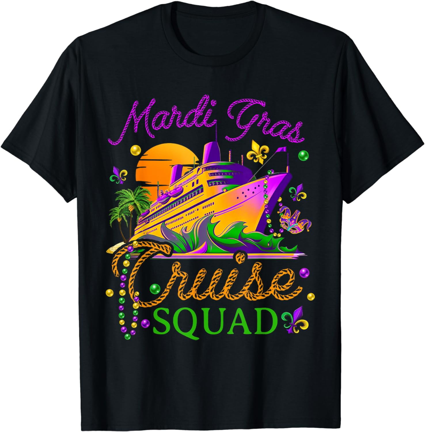 Mardi Gras Cruise Squad 2024 Matching Group Family Vacation Cotton T ...