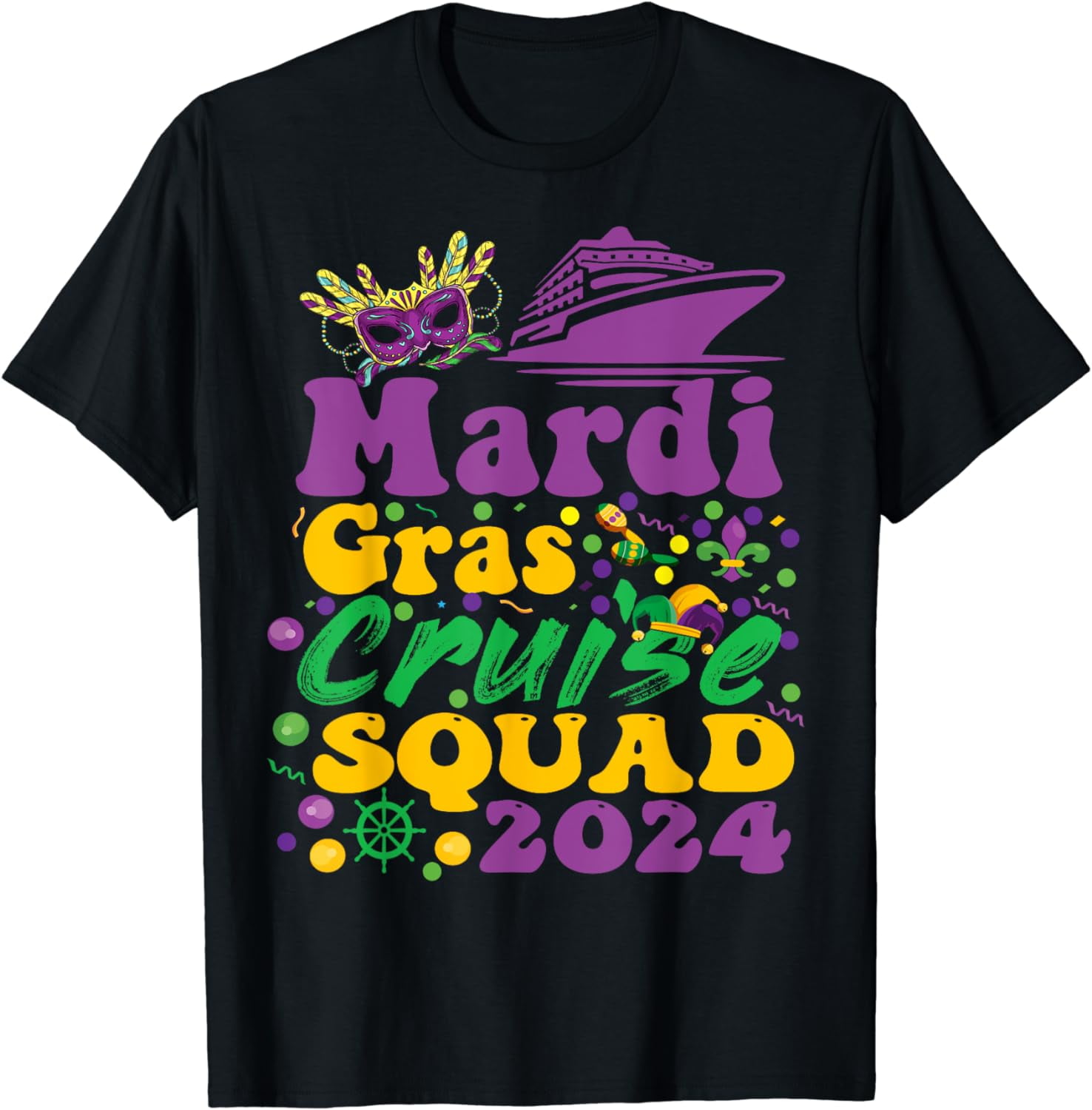 Mardi Gras Cruise Squad 2024 Ship Matching Family Carnival Cotton T ...