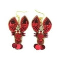 thumbnail image 1 of Mardi Gras Crystal Red Crawfish Seed Bead Hook Earrings Parade Carnival Wear, 1 of 2