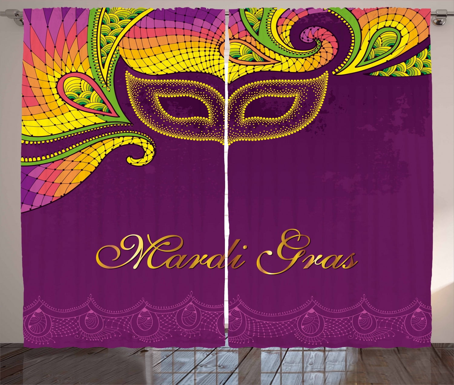 Mardi Gras Royale Feathers Quilted Curtains NCU0LDH163