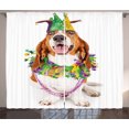 thumbnail image 1 of Ambesonne Mardi Gras Curtains 2 Panel Set, Happy Dog Jester Hat, 108" x 96", Multicolor, 1 of 3