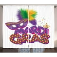 thumbnail image 1 of Ambesonne Mardi Gras Curtains 2 Panel Set, Fluffy Feathers, 108" x 63", Purple Hot Pink Green, 1 of 3
