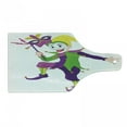 thumbnail image 1 of Mardi Gras Cutting Board, Cartoon Style Jester in Costume with Happy Dancing Party, Decorative Tempered Glass Cutting and Serving Board, Wine Bottle Shape, Multicolor, by Ambesonne, 1 of 1