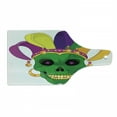 thumbnail image 1 of Mardi Gras Cutting Board, Scary Looking Green Skull with Carnival Hat Beads and Earring Cartoon Style, Decorative Tempered Glass Cutting and Serving Board, Wine Bottle Shape, Multicolor, by Ambesonne, 1 of 1