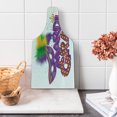 thumbnail image 1 of Mardi Gras Cutting Board, Traditional Holiday Theme Colorful Fluffy Feathers Crown, Decorative Tempered Glass Cutting and Serving Board, Wine Bottle Shape, Purple Hot Pink Green, by Ambesonne, 1 of 1