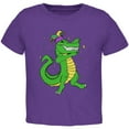 thumbnail image 1 of Mardi Gras Dabbing Alligator Jester Toddler T Shirt Purple 3T, 1 of 1