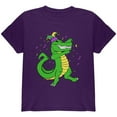 thumbnail image 1 of Mardi Gras Dabbing Alligator Jester Youth T Shirt Purple YXL, 1 of 1