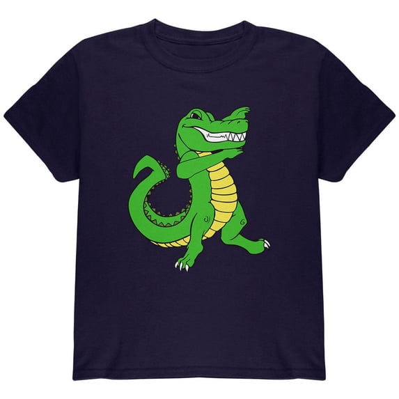 Mardi Gras Dabbing Alligator Youth T Shirt Navy Youth X-SM