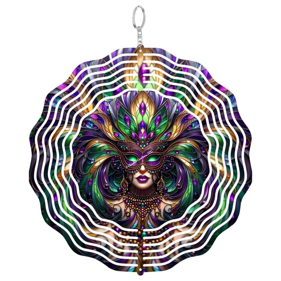 Mardi Gras Dancer Parade 3D Wind Spinner Carnival Celebration Kinetic Metal Art