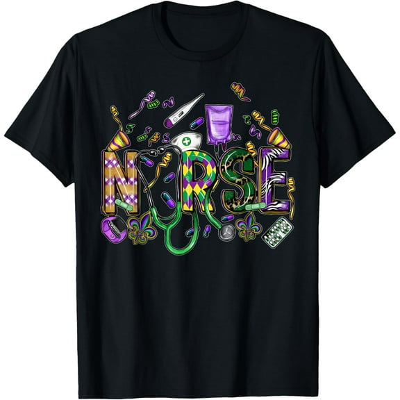 Mardi Gras Day Nurse New Orleans Nursing Festival Party T-Shirt Shirts