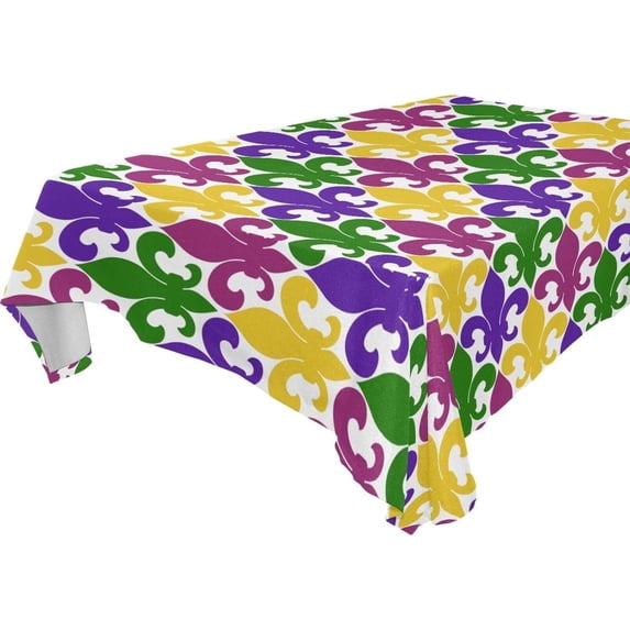 Mardi Gras Design Tablecloth Rectangle Colorful Table Cloth Large Square Table Cover for Dining Kitchen Party 60"x60" Decor Gift