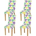 thumbnail image 1 of Mardi Gras Dining Chair Covers Set of 4 Stretch Washable Removable 1colorful Fleur De Lis Chair Slipcovers Protector Cover for Dining Room, Living Room, Holiday Hotel, Restaurant, 1 of 6