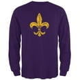 thumbnail image 1 of Mardi Gras Distressed Fleur-de-lis Mens Long Sleeve T Shirt Purple 2XL, 1 of 1