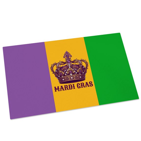 Mardi Gras Door Mat 16x24 Inch Carnival Crown Purple Gold Green Entryway Rug with Non-Slip Rubber, Front Door Mat Indoor Floor Mats for Living Room Bathroom Bedroom Home Office