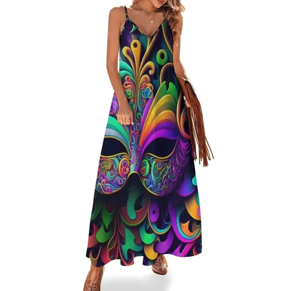 Mardi Gras Dress Mardi Gras023 Sleeveless Dress Clothing female women's evening dresses Dress
