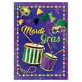 thumbnail image 1 of Mardi Gras Drums and Masks Outdoor House Flag 40" x 28", 1 of 4