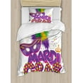 thumbnail image 1 of Mardi Gras Duvet Cover Set, Traditional Holiday Theme Colorful Fluffy Feathers Crown, Decorative 2 Piece Bedding Set with 1 Pillow Shams, Twin Size, Purple Hot Pink Green, by Ambesonne, 1 of 3