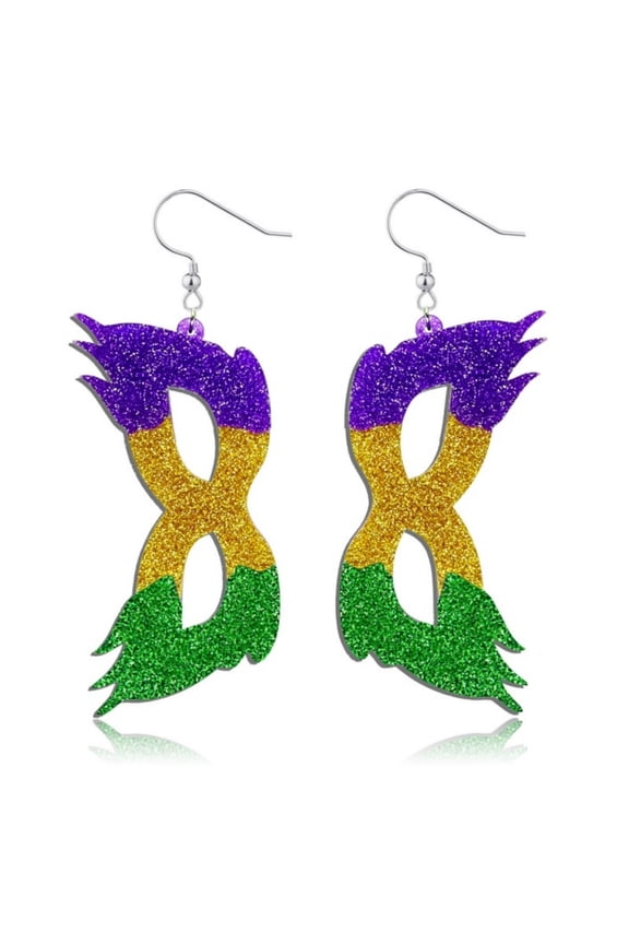 Mardi Gras Earrings, Lightweight Acrylic Mardi Gras Mask Jewelry for Women, Mardi Gras Accessories for Mardi Gras Costumes