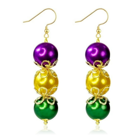 Mardi Gras Earrings, Lightweight Beads Mardi Gras Earrings for Women, Mardi Gras Accessories for Mardi Gras Outfits