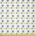thumbnail image 1 of Mardi Gras Fabric by The Yard, Fleur De Lis in Mardi Gras Carnival Colors Festival Pattern, Stretch Knit Fabric for Clothing Sewing and Arts Crafts, 3 Yards, Purple Yellow, by Ambesonne, 1 of 1