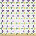 thumbnail image 1 of Ambesonne Mardi Gras Fabric by the Yard Upholstery, Carnival Lily Flower, 3 Yards, Green Yellow Purple, 1 of 4